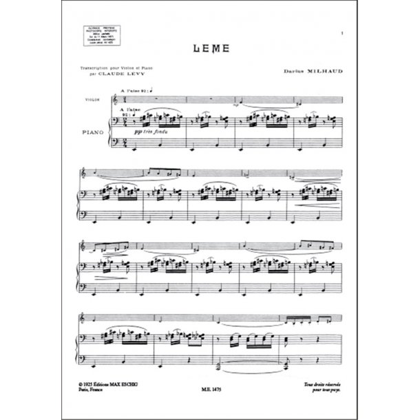 Saudades Do Brazil N 1 Leme Violon-Piano (Levy)